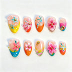 Press-On Nails Artistic Floral Peel-And-Stick Reusable