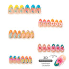 Press-On Nails Artistic Floral Peel-And-Stick Reusable