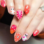 Press-On Nails Artistic Floral Print Easy Application