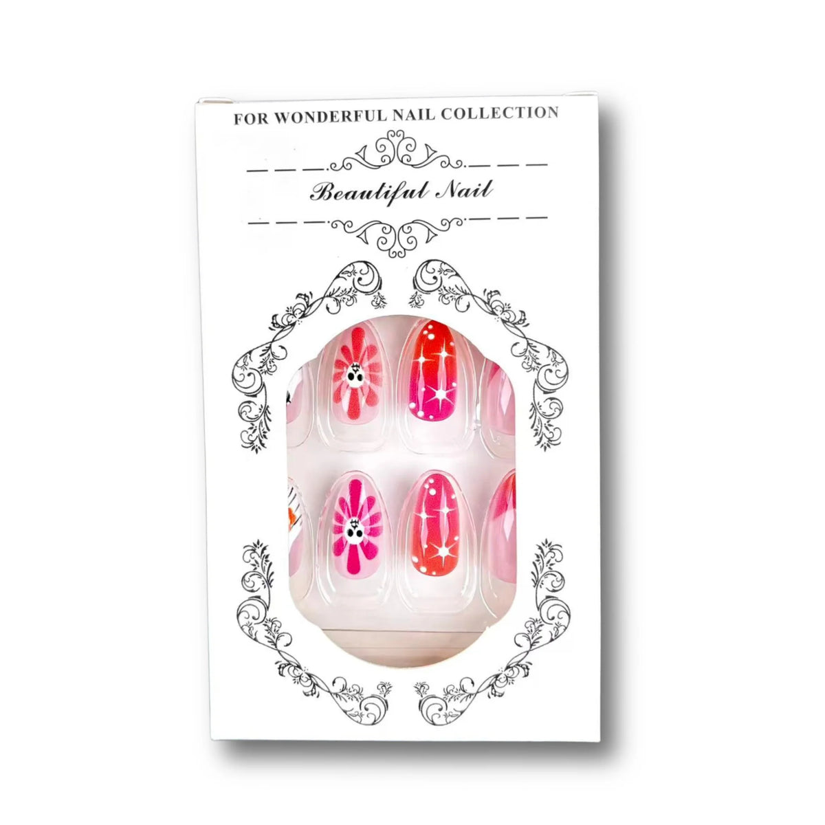Press-On Nails Artistic Floral Print Easy Application