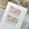 Press-On Nails Artistic Floral Tips Shimmering Long-Lasting Easy Application