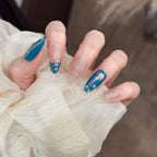 Press-On Nails Artistic Metallic Peacock Blue