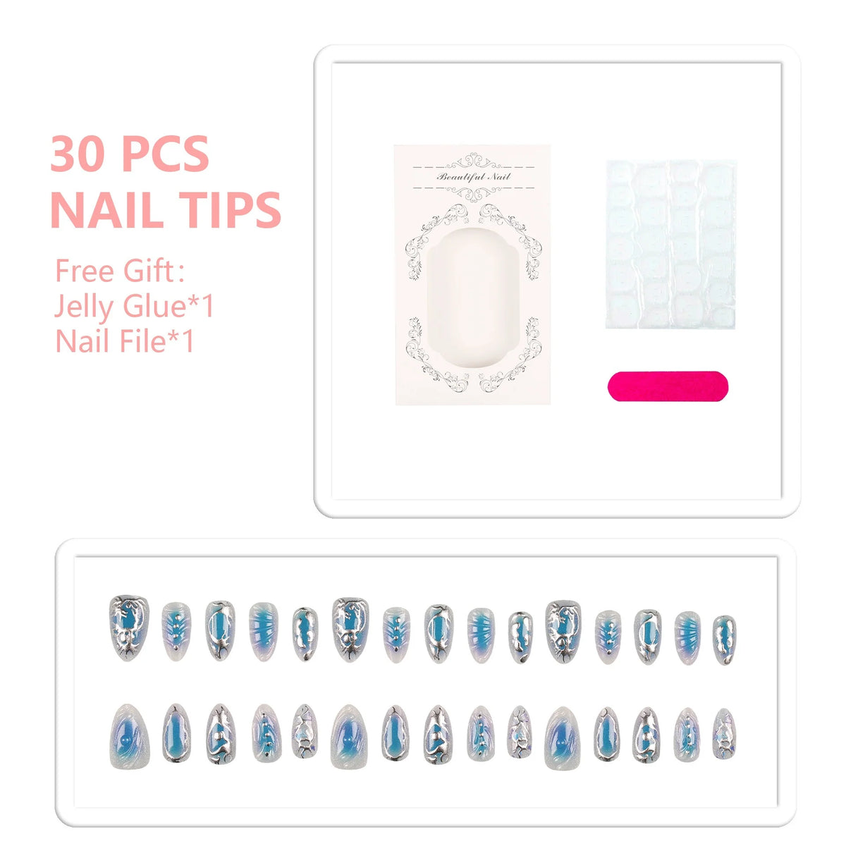 Press-On Nails Artistic Patterns Chip-Resistant & Easy Application