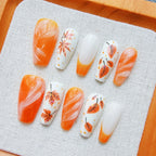 Press-On Nails Autumn Leaf Design Long-Lasting