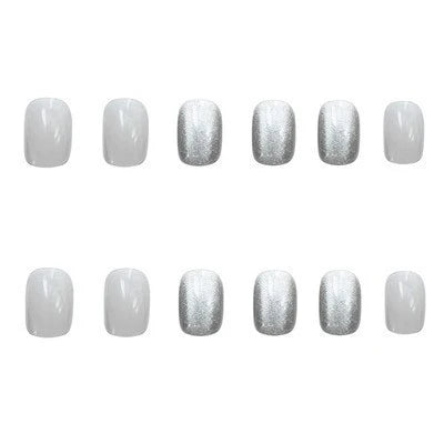 Press-On Nails Black Glitter Glue-On & Reusable