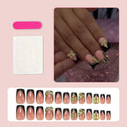 Press-On Nails Black & Gold Self-Adhesive Set Of 35