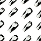 Press-On Nails Black & Gray Rhinestones Self-Adhesive Reusable