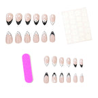 Press-On Nails Black & White Floral 24-Piece
