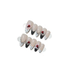 Press-On Nails Black & White Floral Long-Lasting Wear