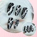 Press-On Nails Black & White Lightning Reusable Salon Finish