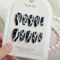 Press-On Nails Black & White Lightning Reusable Salon Finish