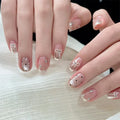 Press-On Nails Blue Bow & Glitter Accents