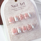 Press-On Nails Blue Bow & Glitter Accents