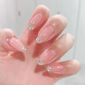 Press-On Nails Blue Glitter & Rhinestone Glossy
