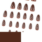 Press-On Nails Brown Polka Dot Elongated Easy Apply