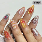 Press-On Nails Burgundy & Floral Reusable Multi-Size