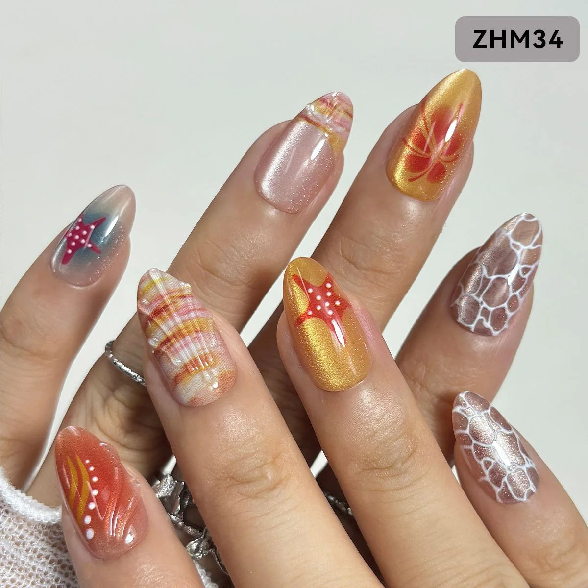 Press-On Nails Burgundy & Floral Reusable Multi-Size