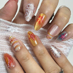 Press-On Nails Burgundy & Floral Reusable Multi-Size