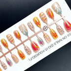 Press-On Nails Burgundy & Floral Reusable Multi-Size