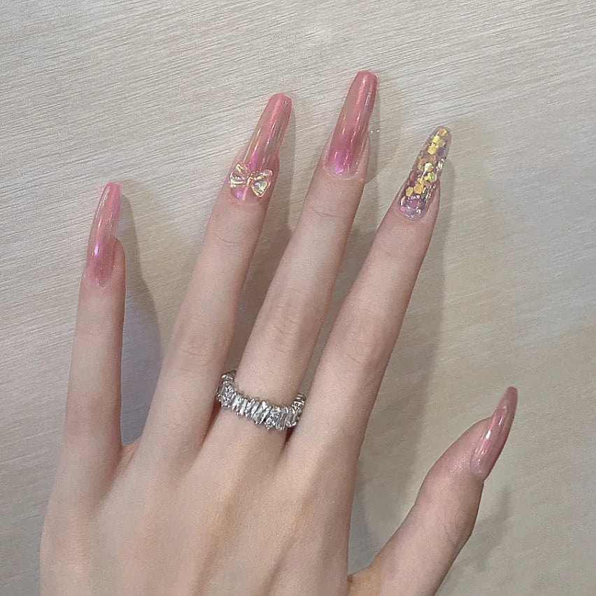 Press-On Nails Butterfly Accent Glue-On Reusable