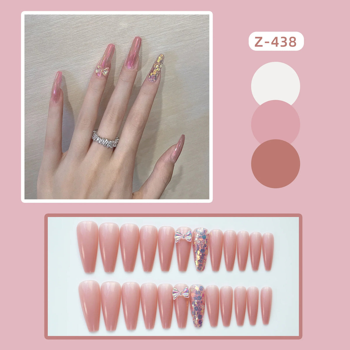 Press-On Nails Butterfly Accent Glue-On Reusable