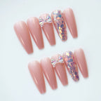 Press-On Nails Butterfly Accent Glue-On Reusable