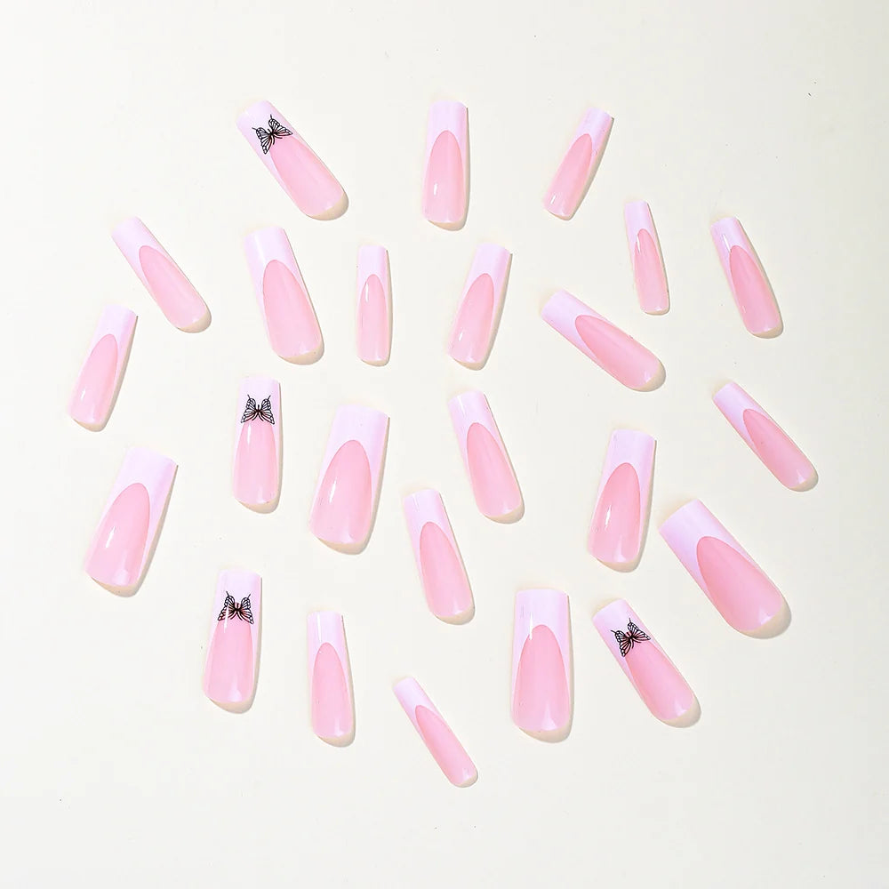 Press-On Nails Butterfly Accent Pre-Designed Comfort Fit