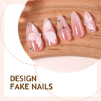 Press-On Nails Butterfly Design & Glitter Accents Set of 24