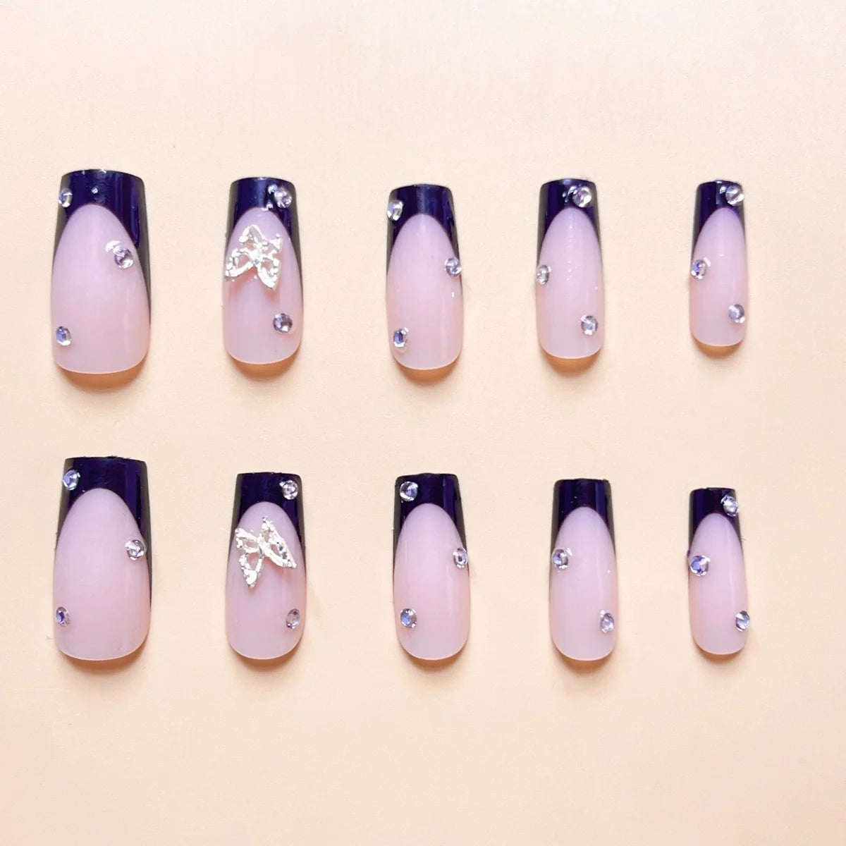 Press-On Nails Butterfly Design Peel-And-Stick