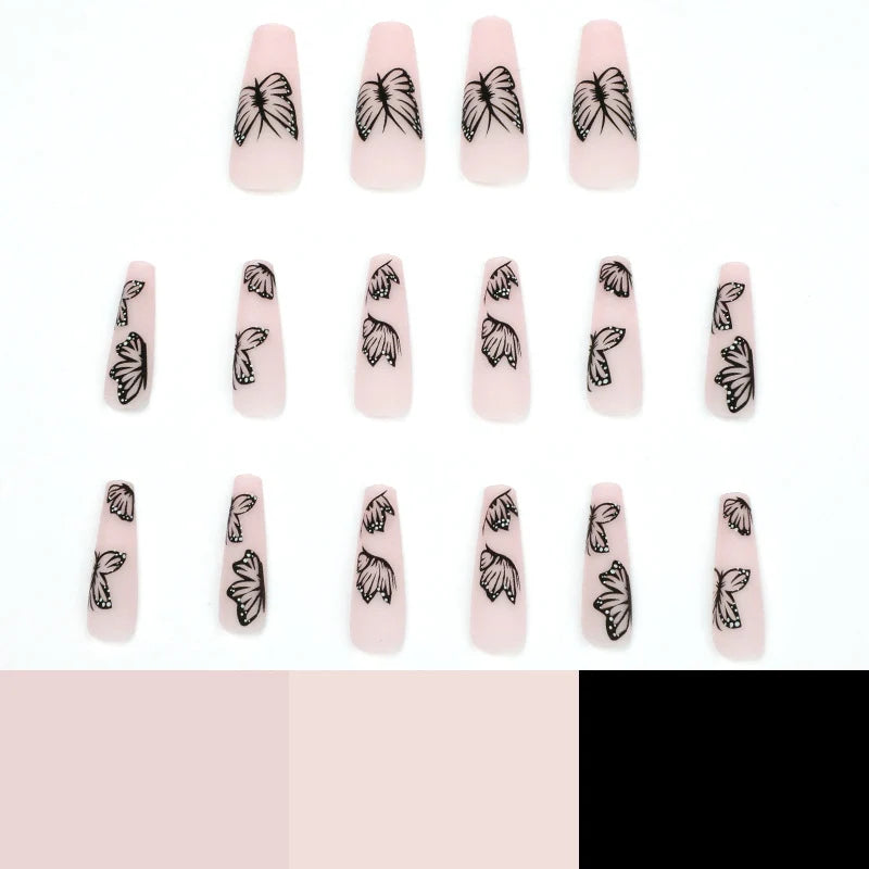 Press-On Nails Butterfly Design Reusable Long-Lasting