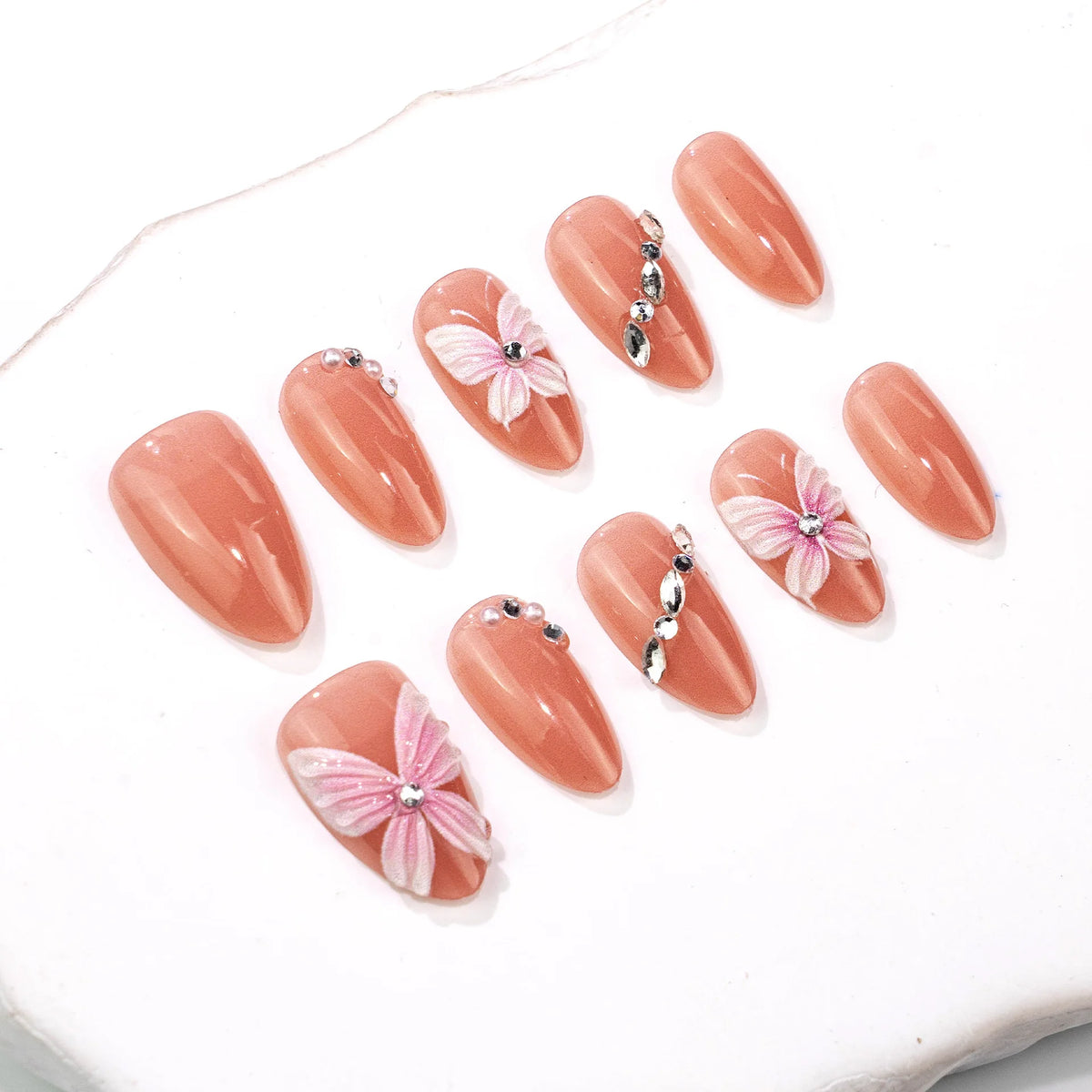 Press-On Nails Butterfly Embellished Rhinestone Lightweight