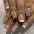 Press-On Nails Butterfly Motif Turquoise Glitter Easy Apply