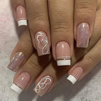 Press-On Nails Butterfly Motif Turquoise Glitter Easy Apply