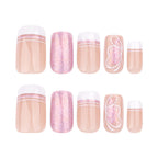 Press-On Nails Butterfly Motif Turquoise Glitter Easy Apply