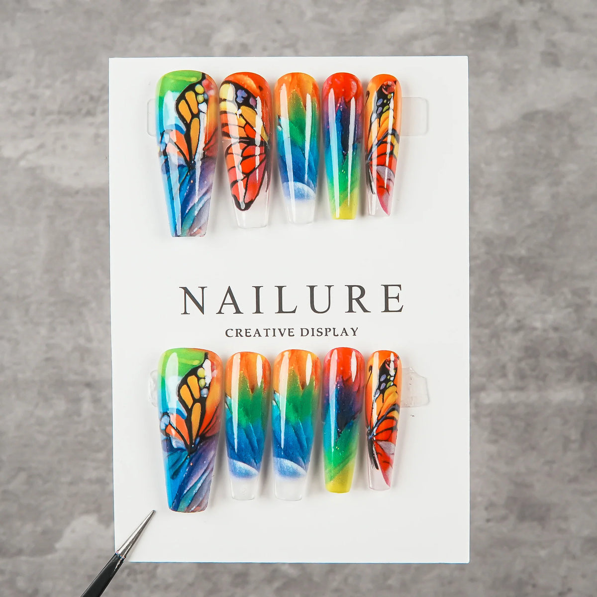 Press-On Nails Butterfly Rainbow Gradient Peel-And-Press Set of 24