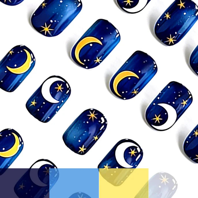 Press-On Nails Celestial Moon & Star Set of 24