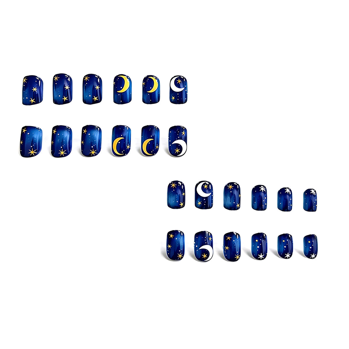 Press-On Nails Celestial Moon & Star Set of 24