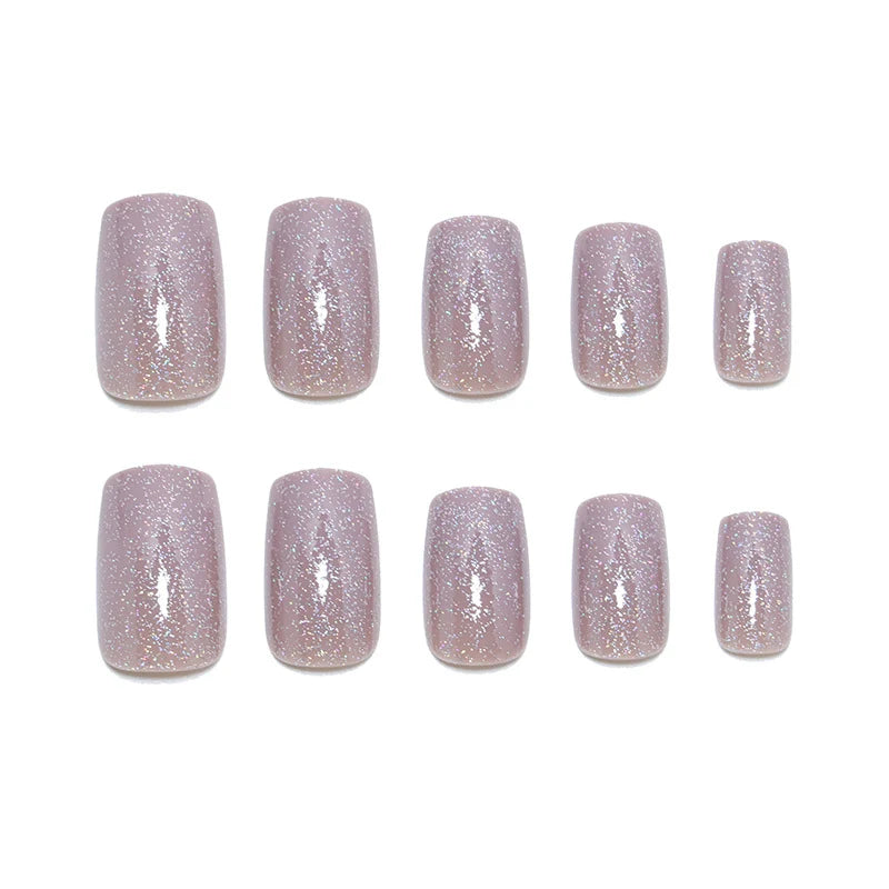 Press-On Nails Champagne Glitter Peel & Stick 24-Piece