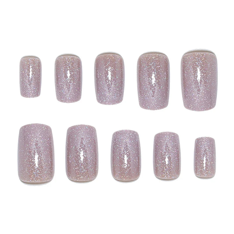 Press-On Nails Champagne Glitter Peel & Stick 24-Piece