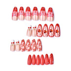Press-On Nails Cherry & Heart Design Adhesive-Backed