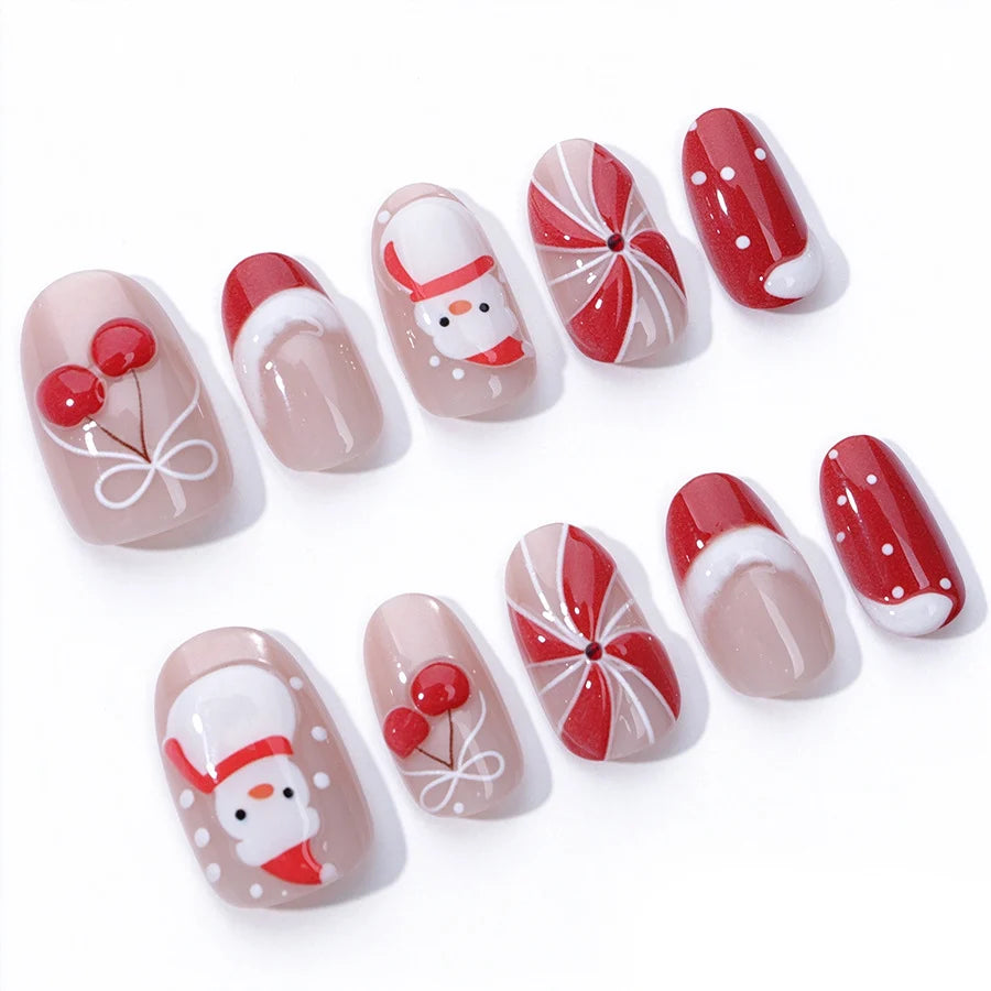 Press-On Nails Christmas Designs No Glue & Multiple Sizes