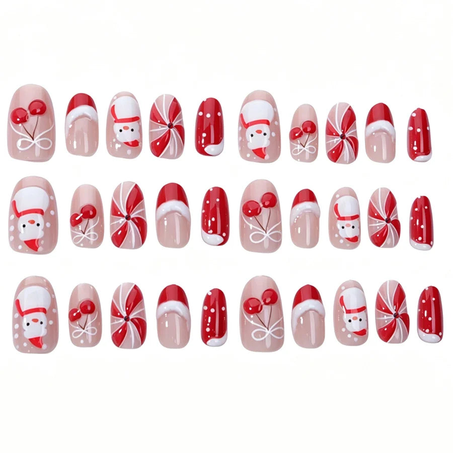 Press-On Nails Christmas Designs No Glue & Multiple Sizes