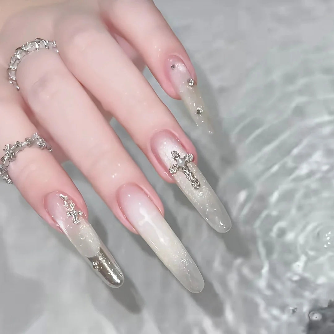 Press-On Nails Cross Accent Reusable & Comfortable Fit