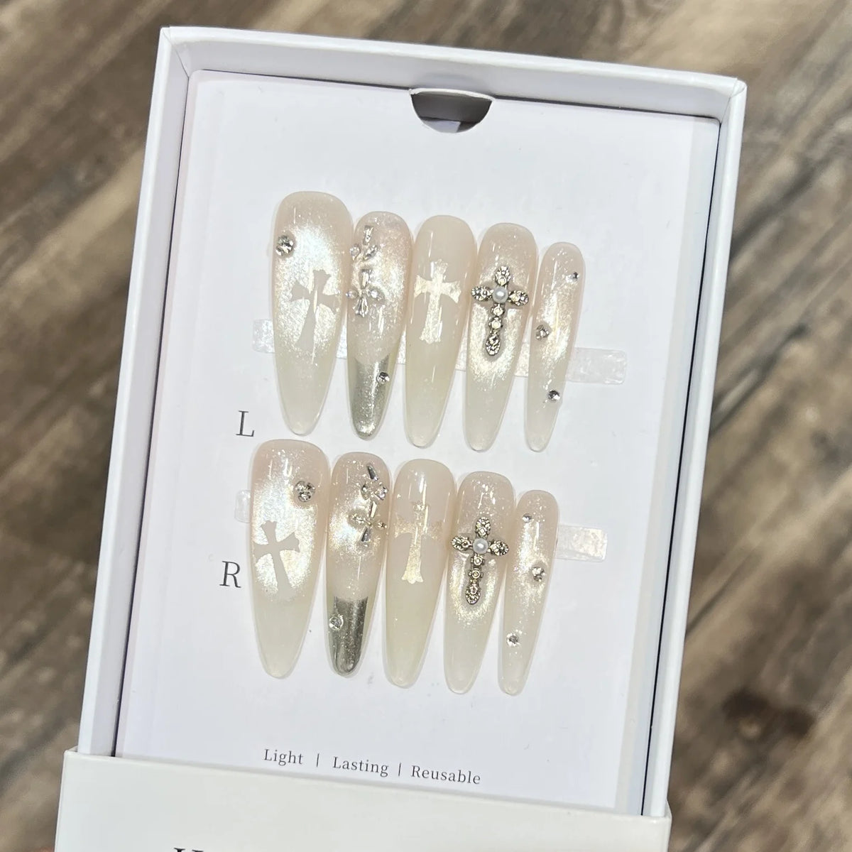 Press-On Nails Cross Accent Reusable & Comfortable Fit