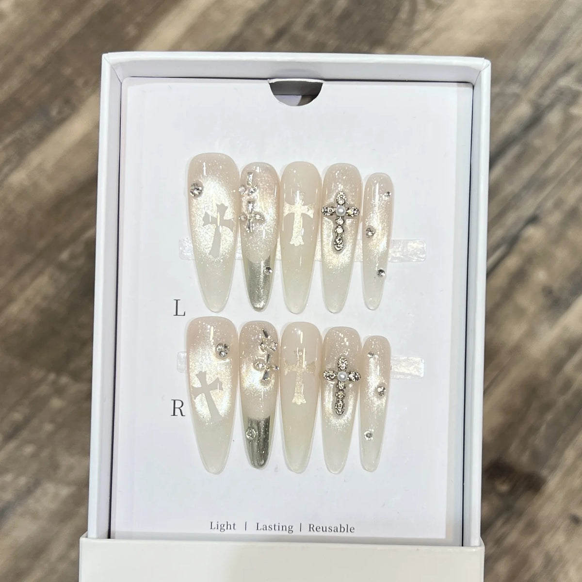 Press-On Nails Cross Accent Reusable & Comfortable Fit