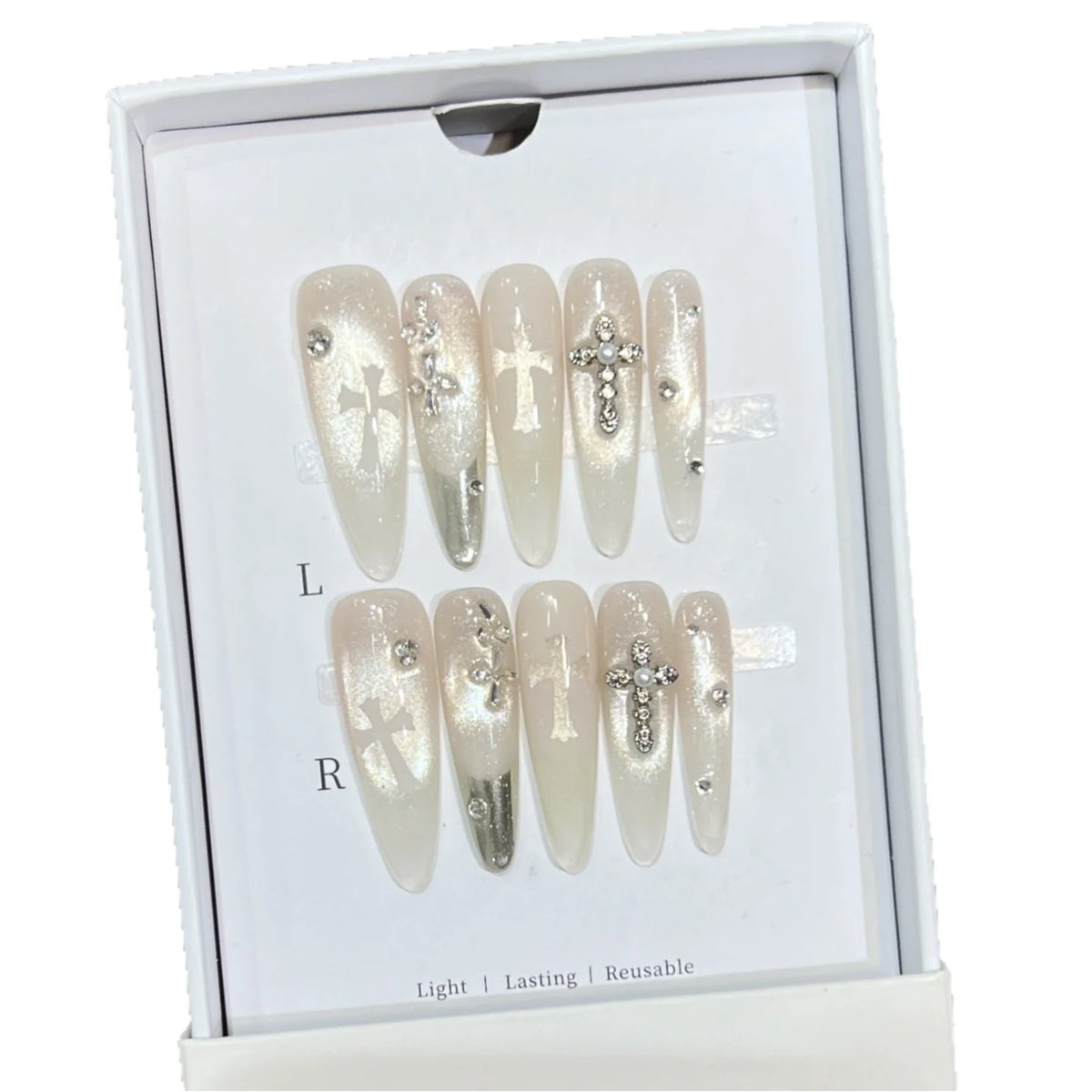 Press-On Nails Cross Accent Reusable & Comfortable Fit