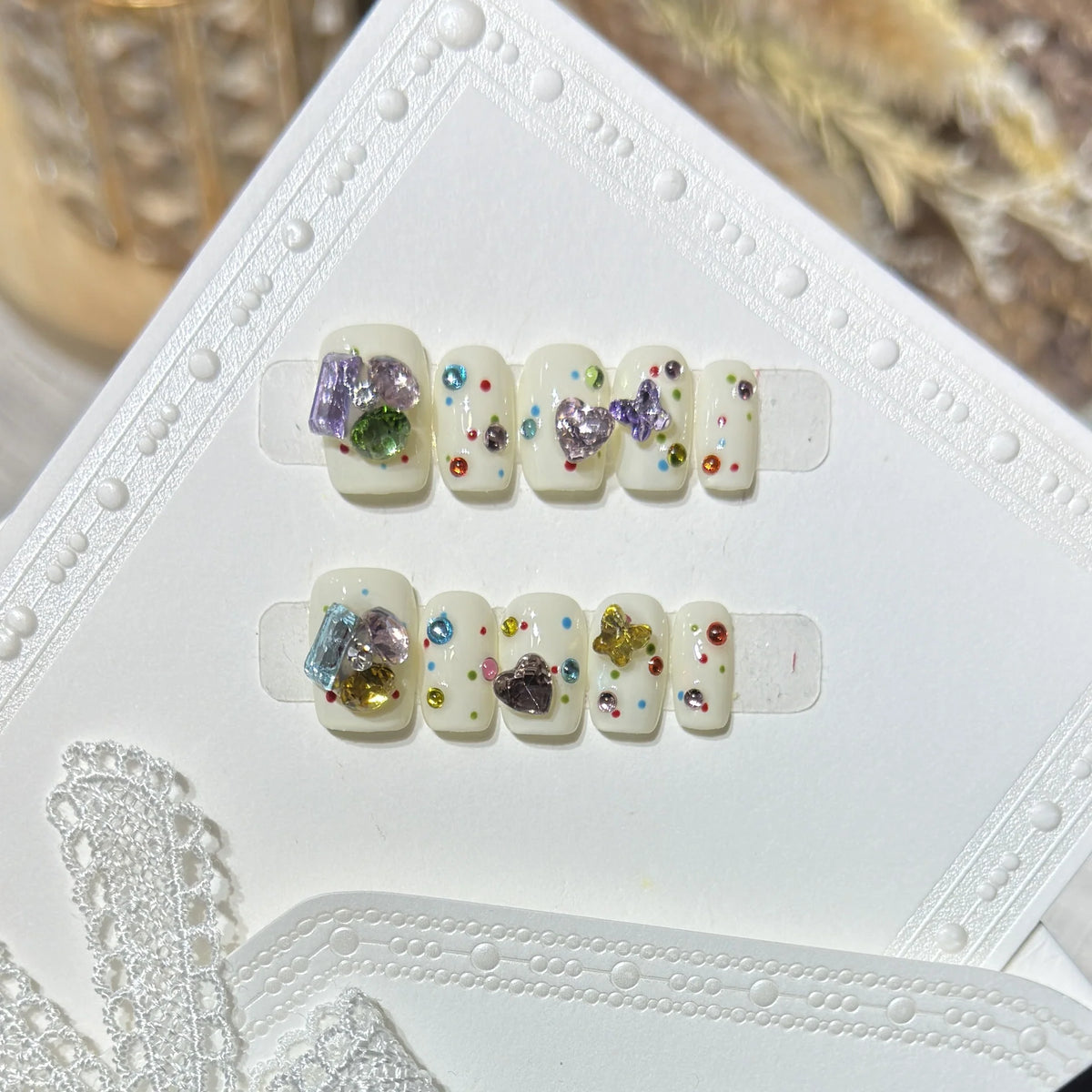 Press-On Nails Crystal Accent Non-Toxic Reusable