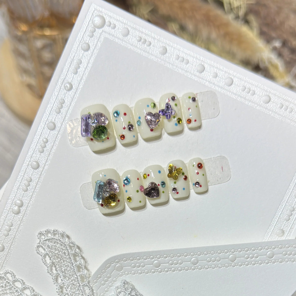 Press-On Nails Crystal Accent Non-Toxic Reusable