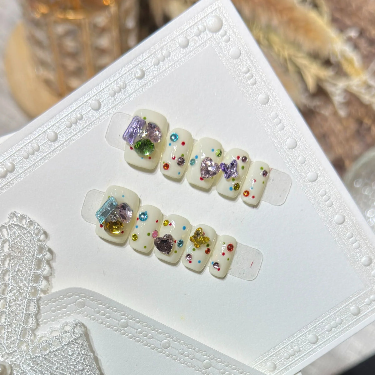 Press-On Nails Crystal Accent Non-Toxic Reusable