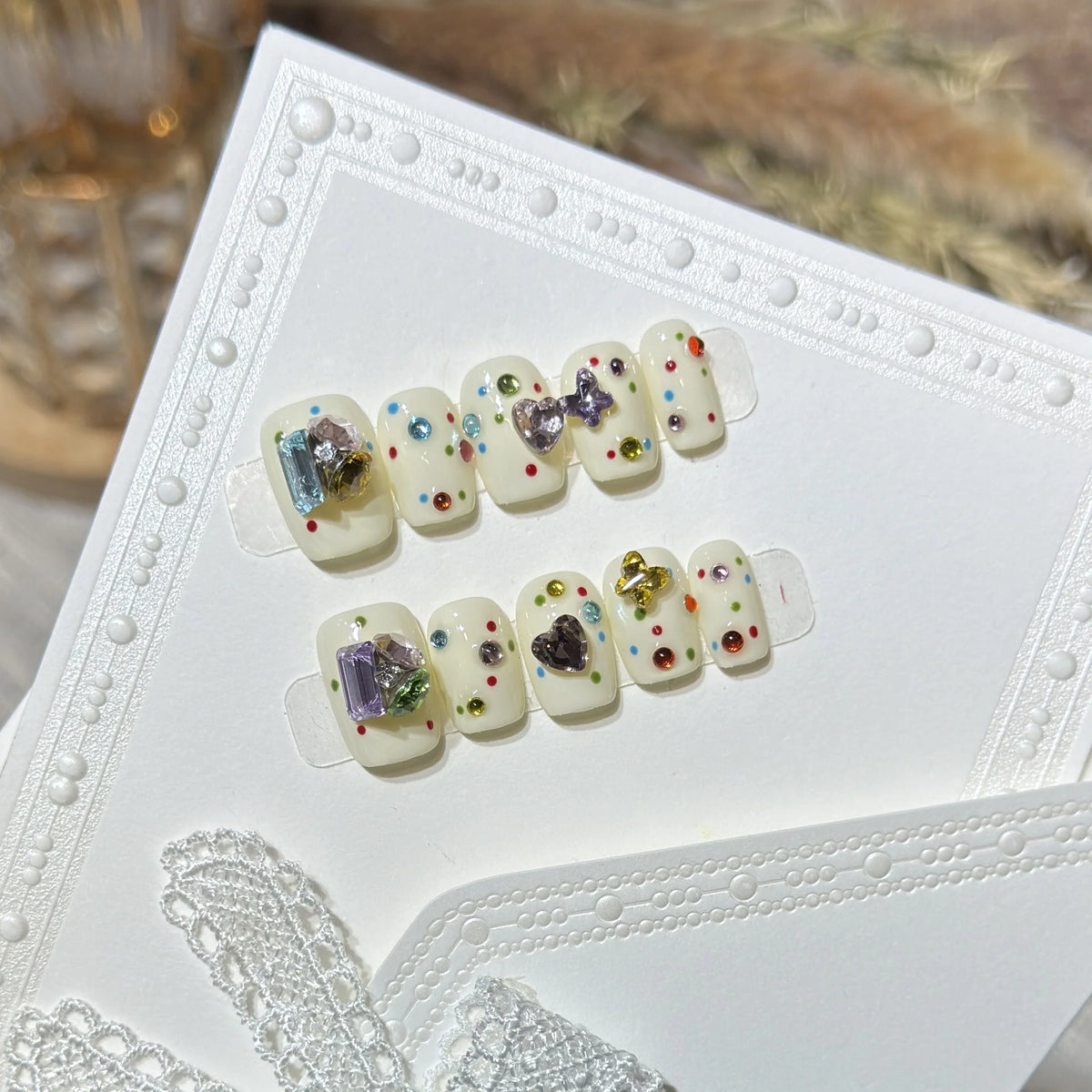 Press-On Nails Crystal Accent Non-Toxic Reusable